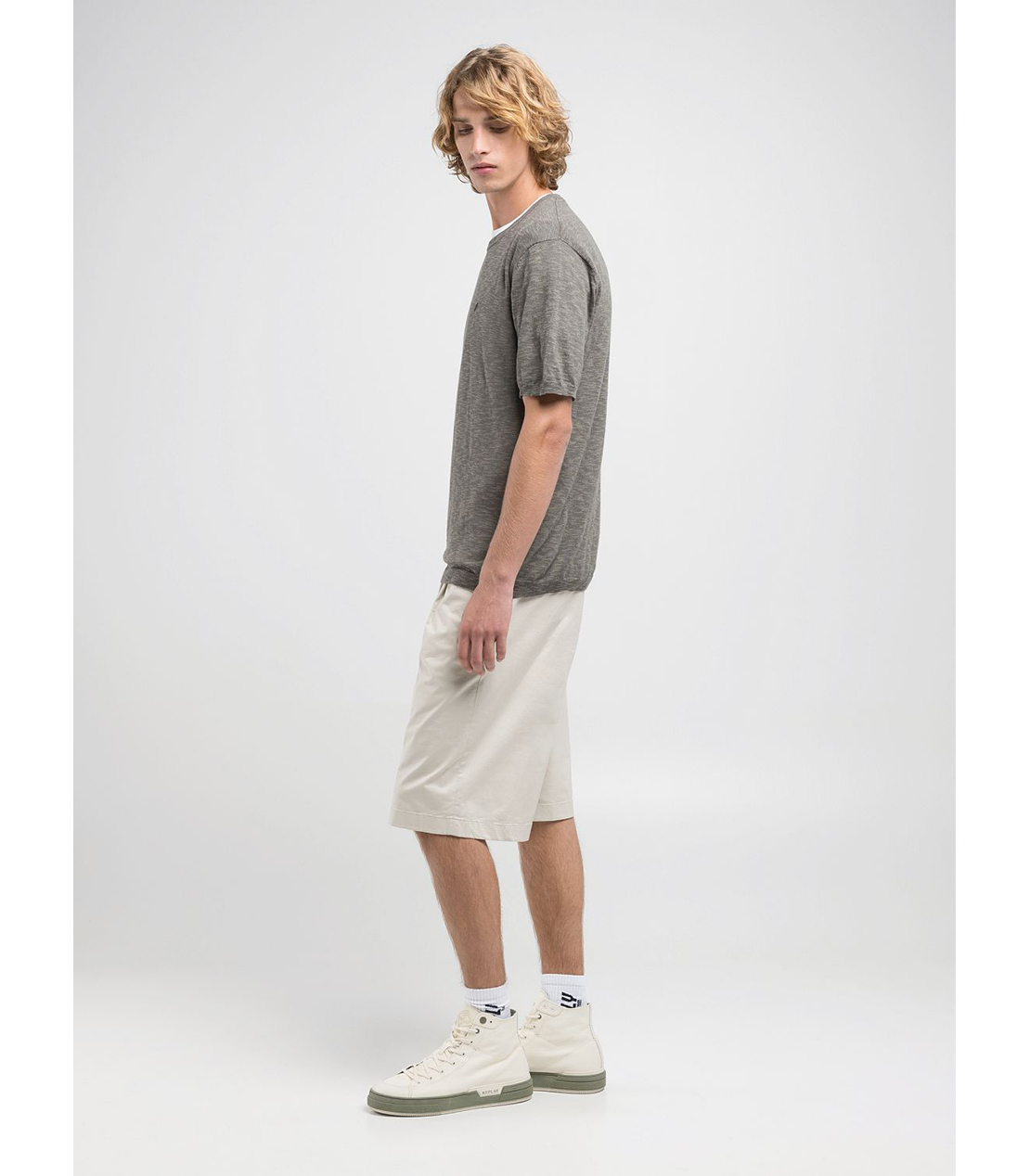 スラブコットンビスコース メランジ半袖ニット 詳細画像 ピスタチオ 4